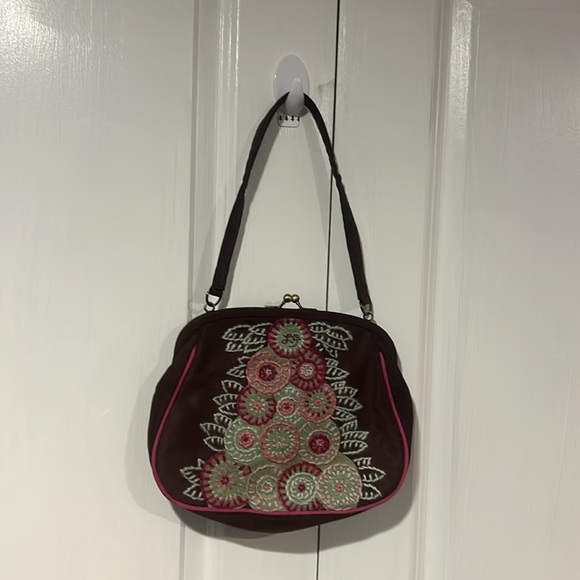LULU GUINNESS | embroidered handbag 8 x 10 brown - Picture 5 of 5